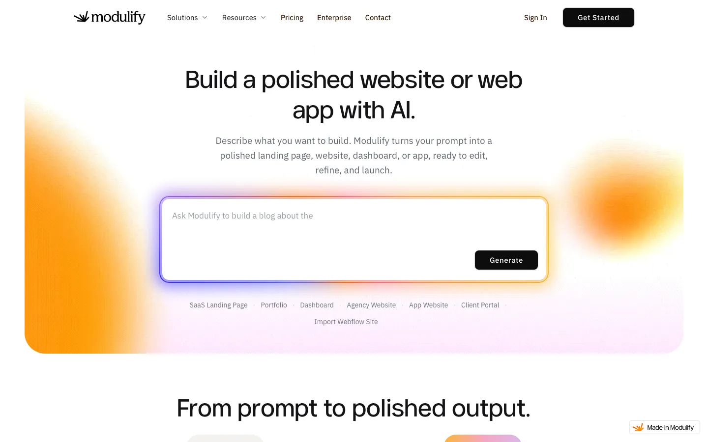 modulify.ai - Landing Screenshot Preview