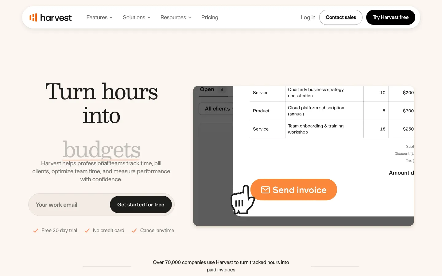 getharvest.com - Landing Screenshot Preview