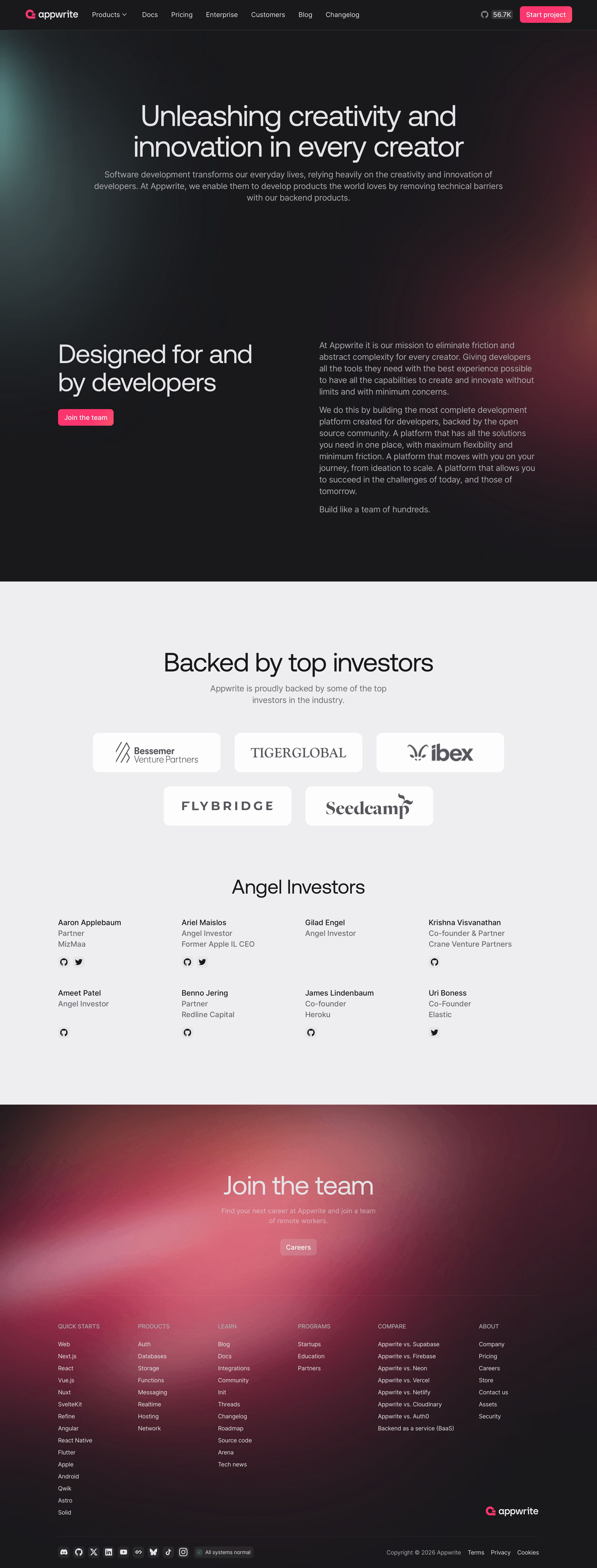 appwrite.io - Company - Appwrite - Desktop - Mon Aug 03 2026 03:39:23 GMT+0000 (Coordinated Universal Time) Screenshot