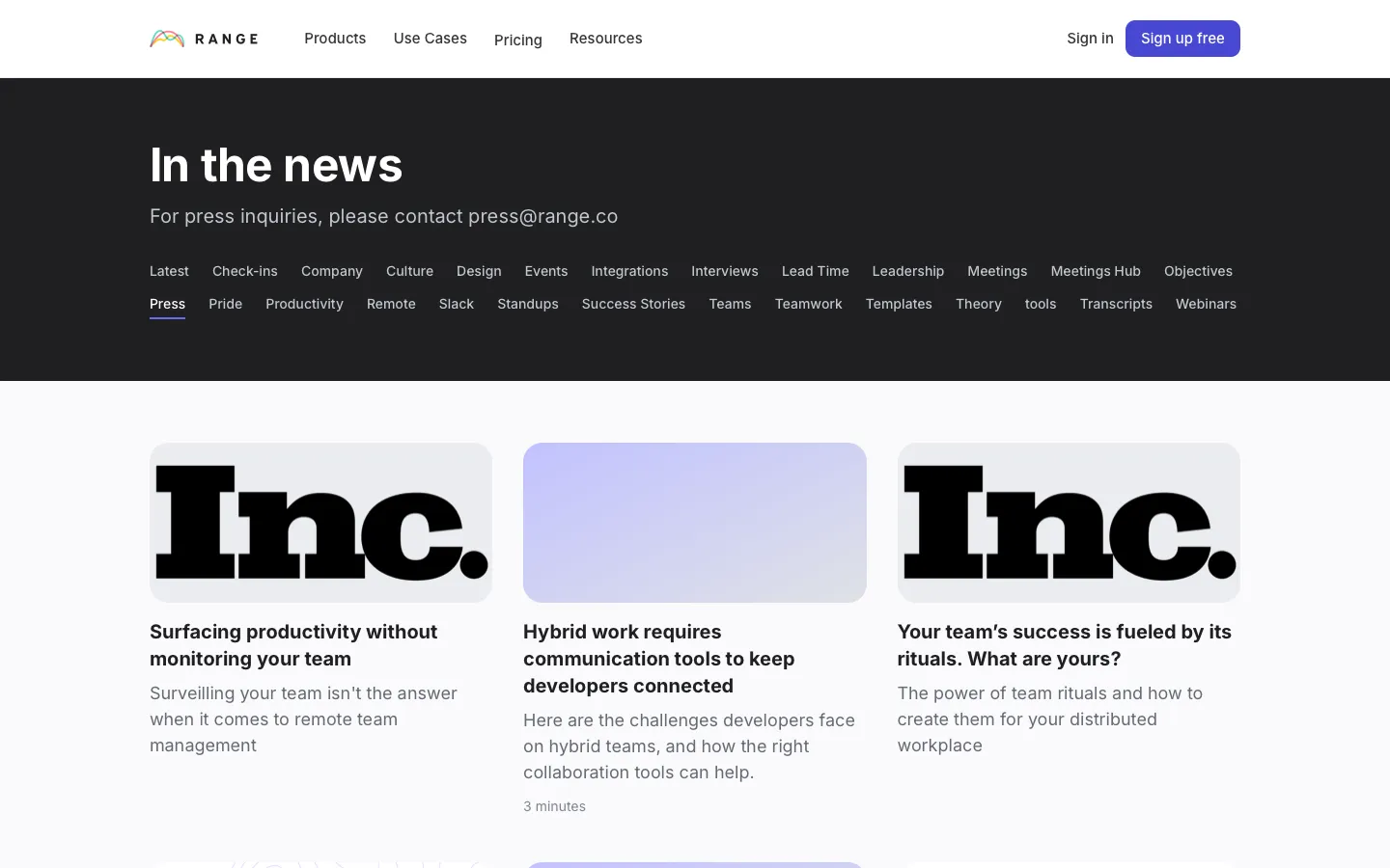 range.co - Press Screenshot Preview