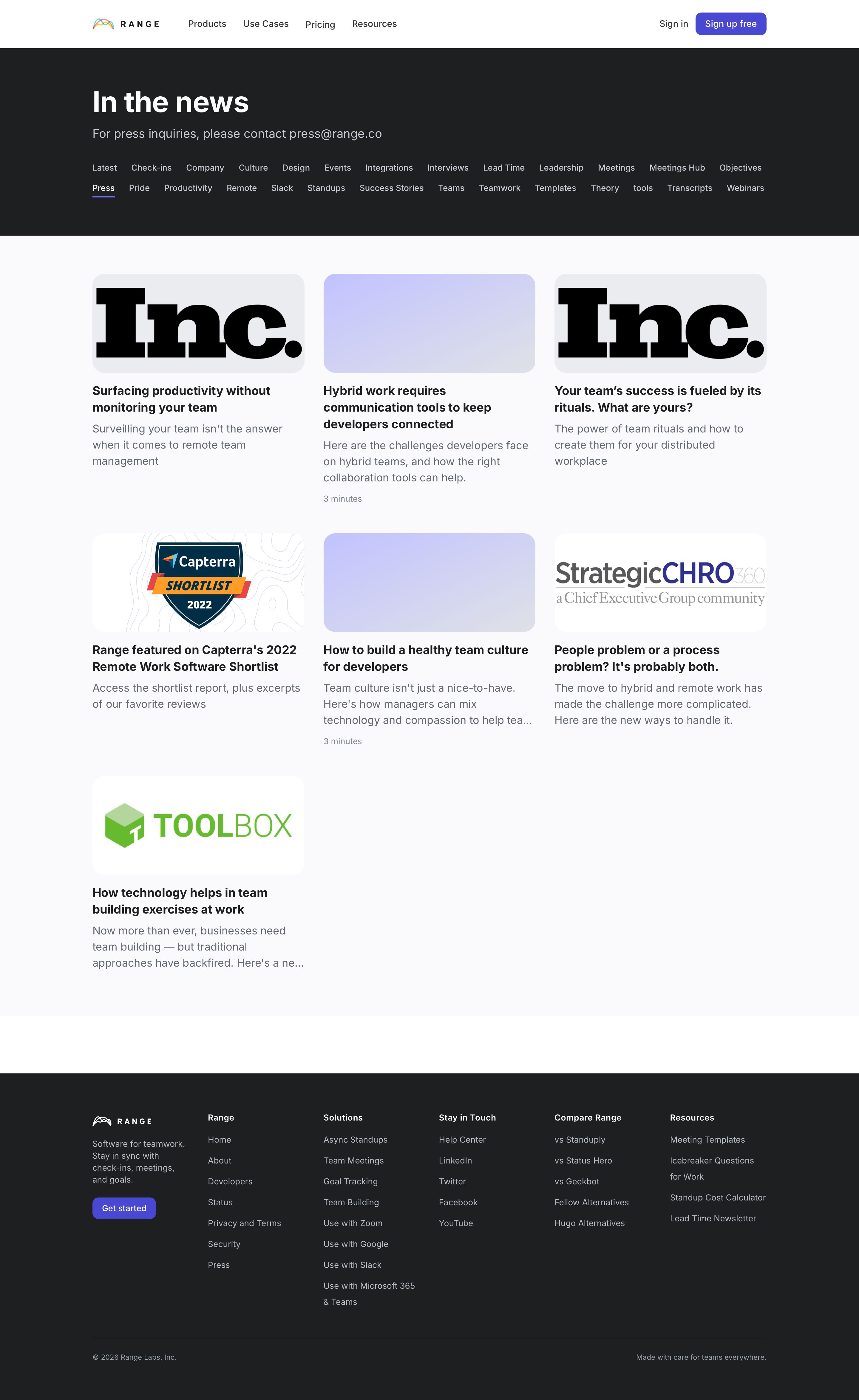 range.co - In the news | Blog | Range - Desktop - Mon Aug 03 2026 21:14:25 GMT+0000 (Coordinated Universal Time) Screenshot