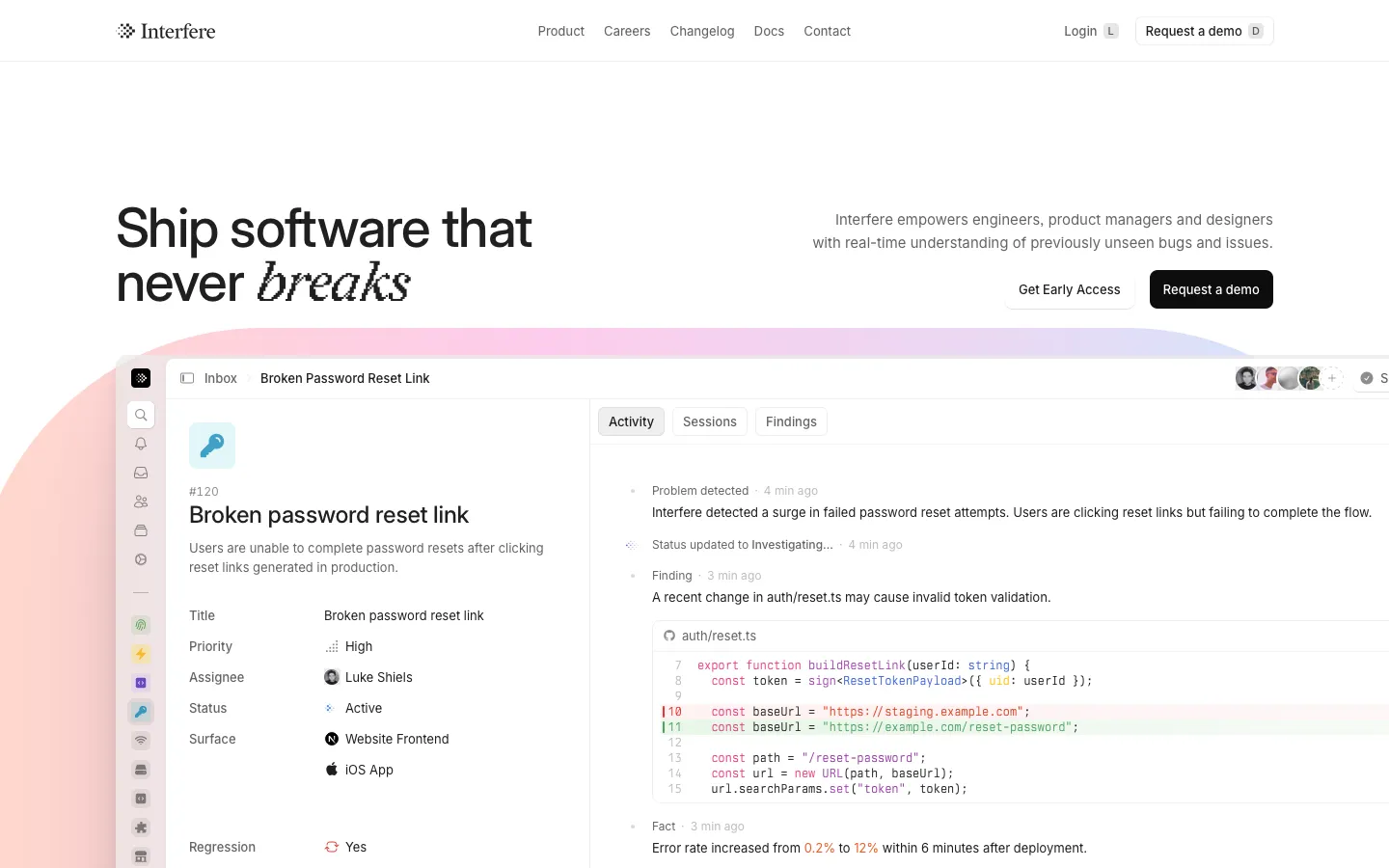 interfere.com - Landing Screenshot Preview