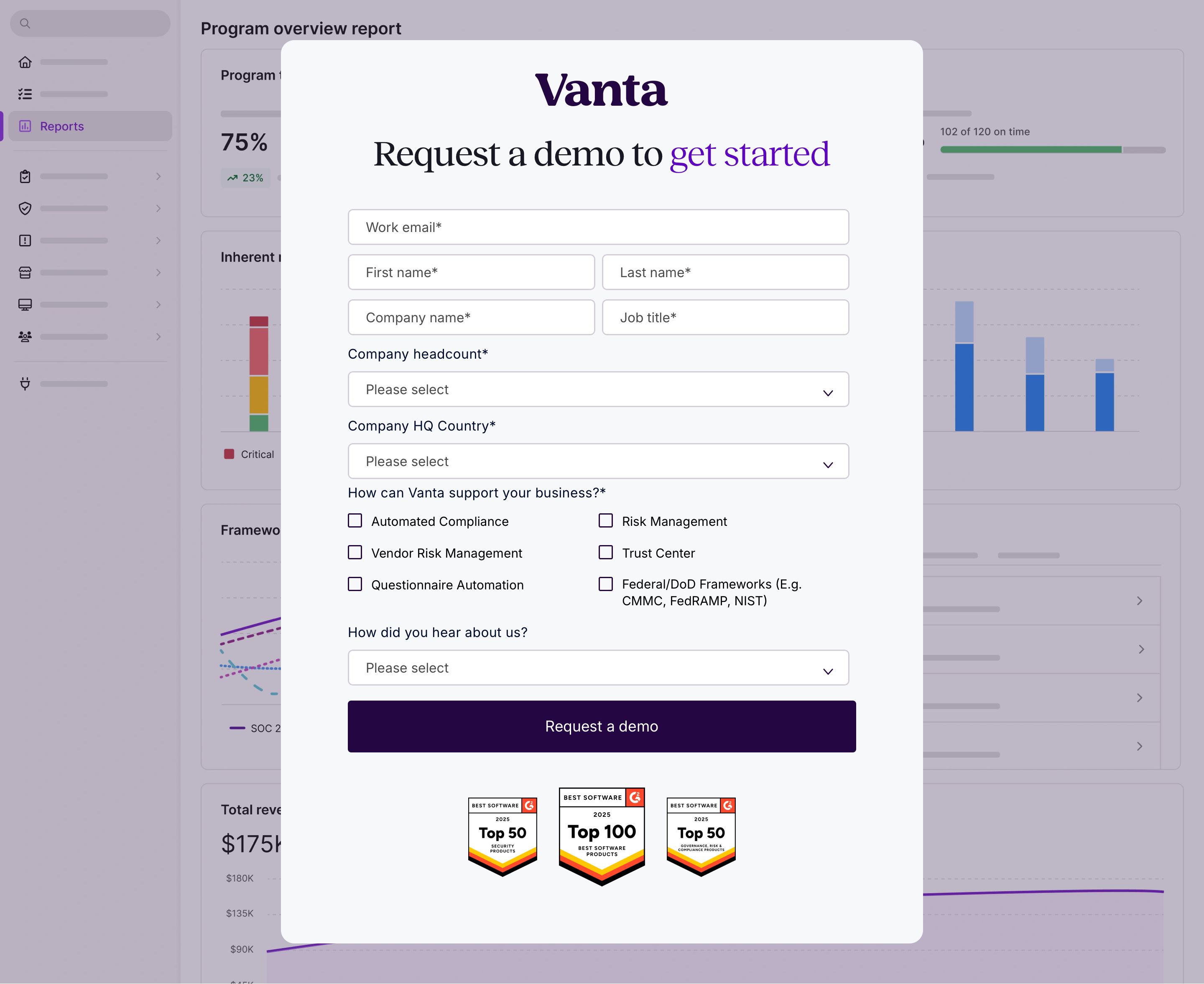 vanta.com - Demo | Vanta - Desktop - Wed Aug 05 2026 16:39:33 GMT+0000 (Coordinated Universal Time) Screenshot