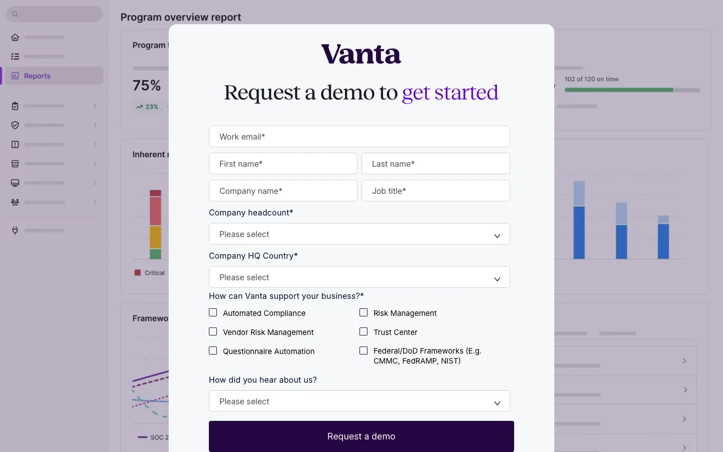 vanta.com - Book a demo Screenshot Preview