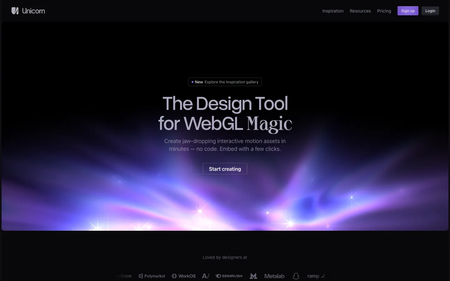 unicorn.studio - Landing Screenshot Preview