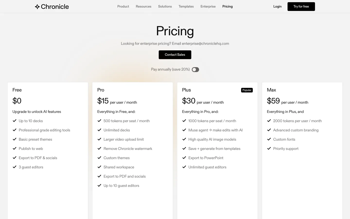 chroniclehq.com - Pricing Screenshot Preview
