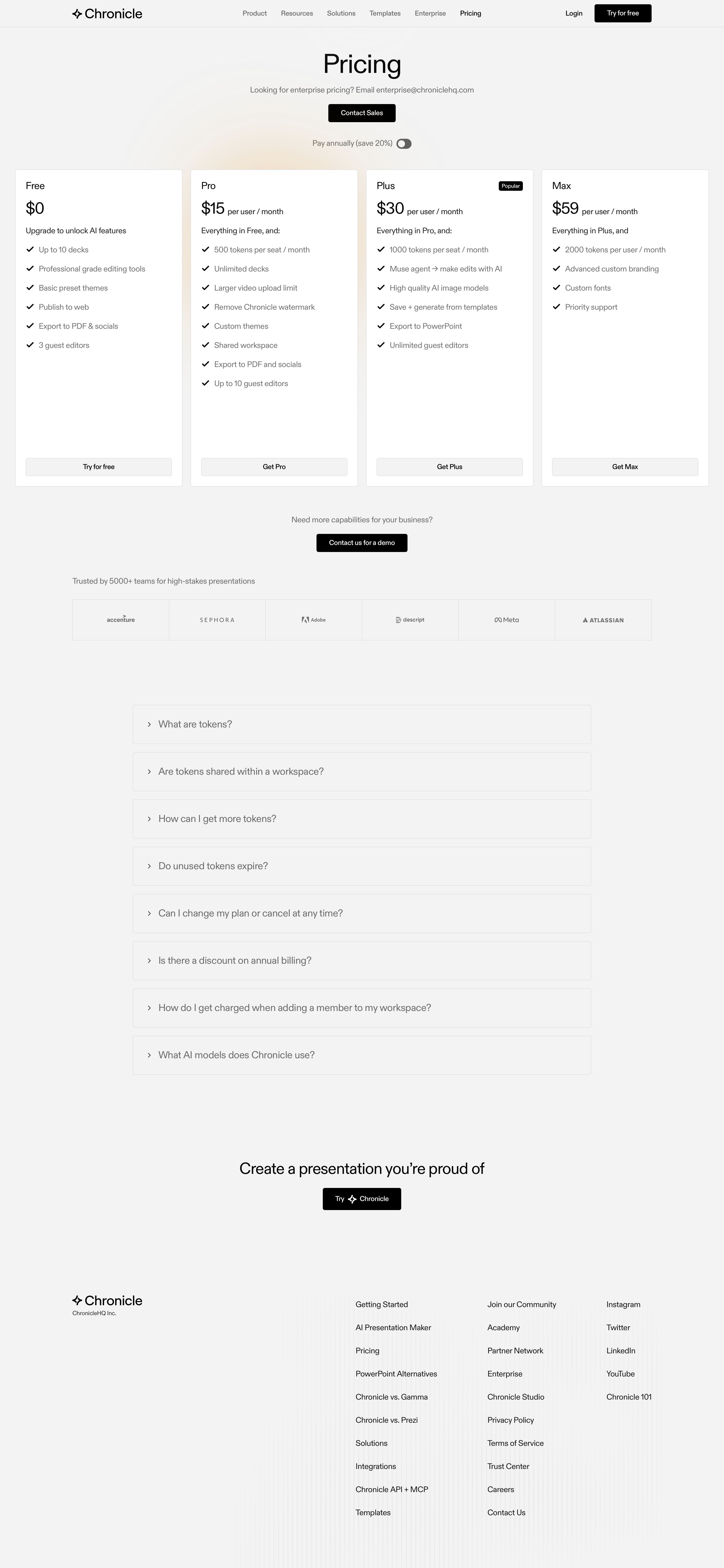 chroniclehq.com - Pricing - Chronicle - Desktop Screenshot