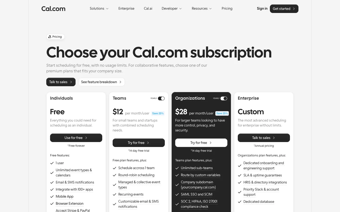 cal.com - Pricing Screenshot Preview