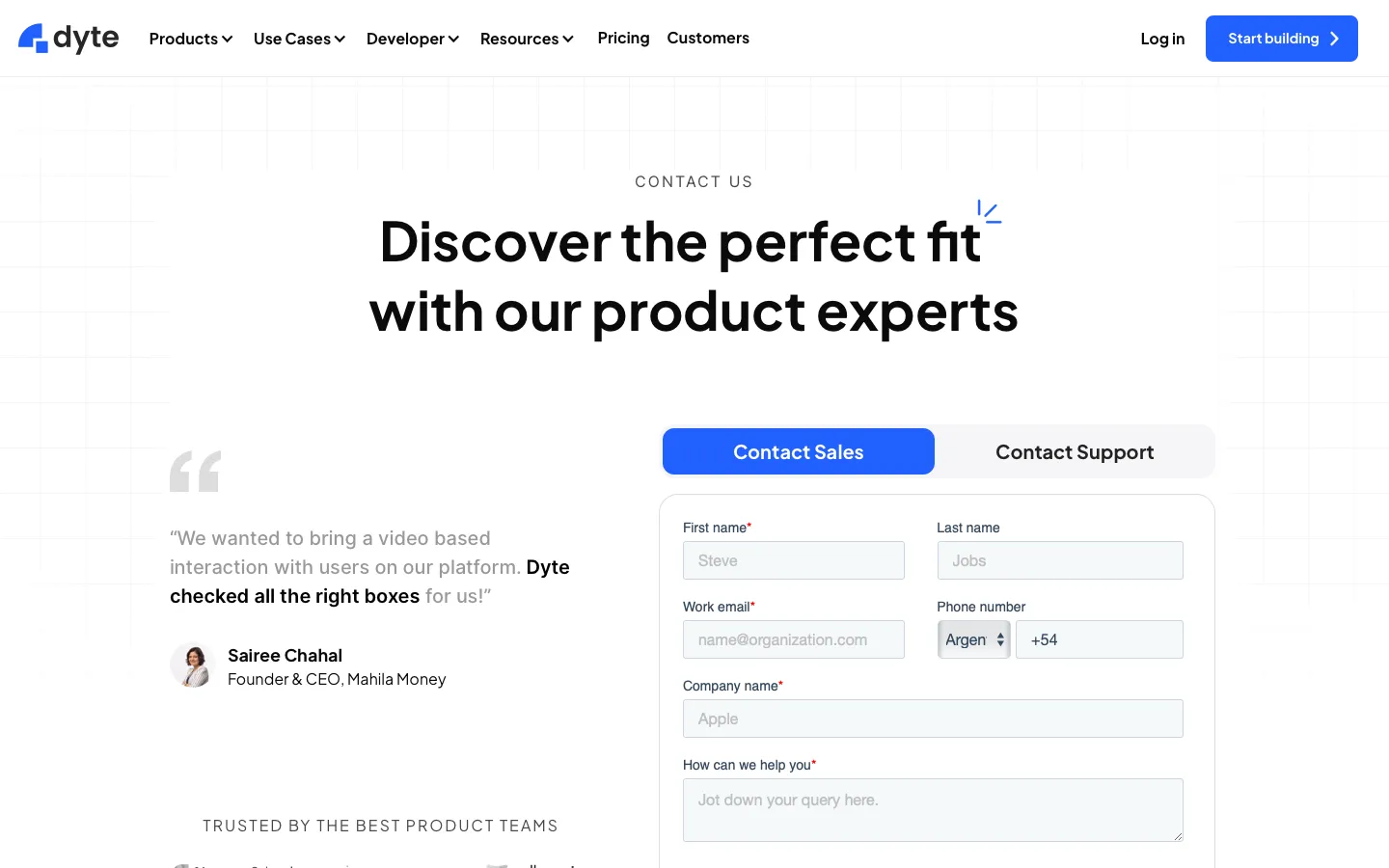 dyte.io - Contact Screenshot Preview