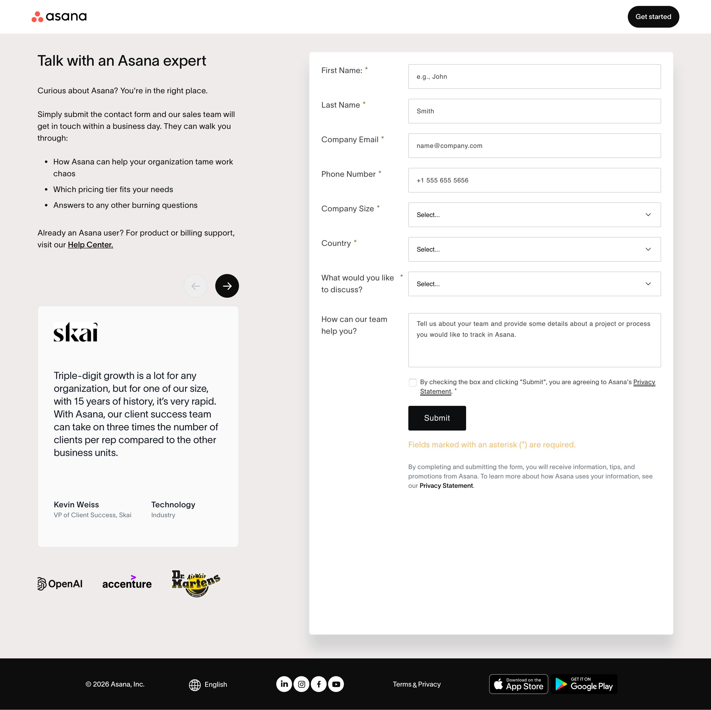 asana.com - Contact our Sales Team • Asana - Desktop - Thu Jul 30 2026 03:52:32 GMT+0000 (Coordinated Universal Time) Screenshot