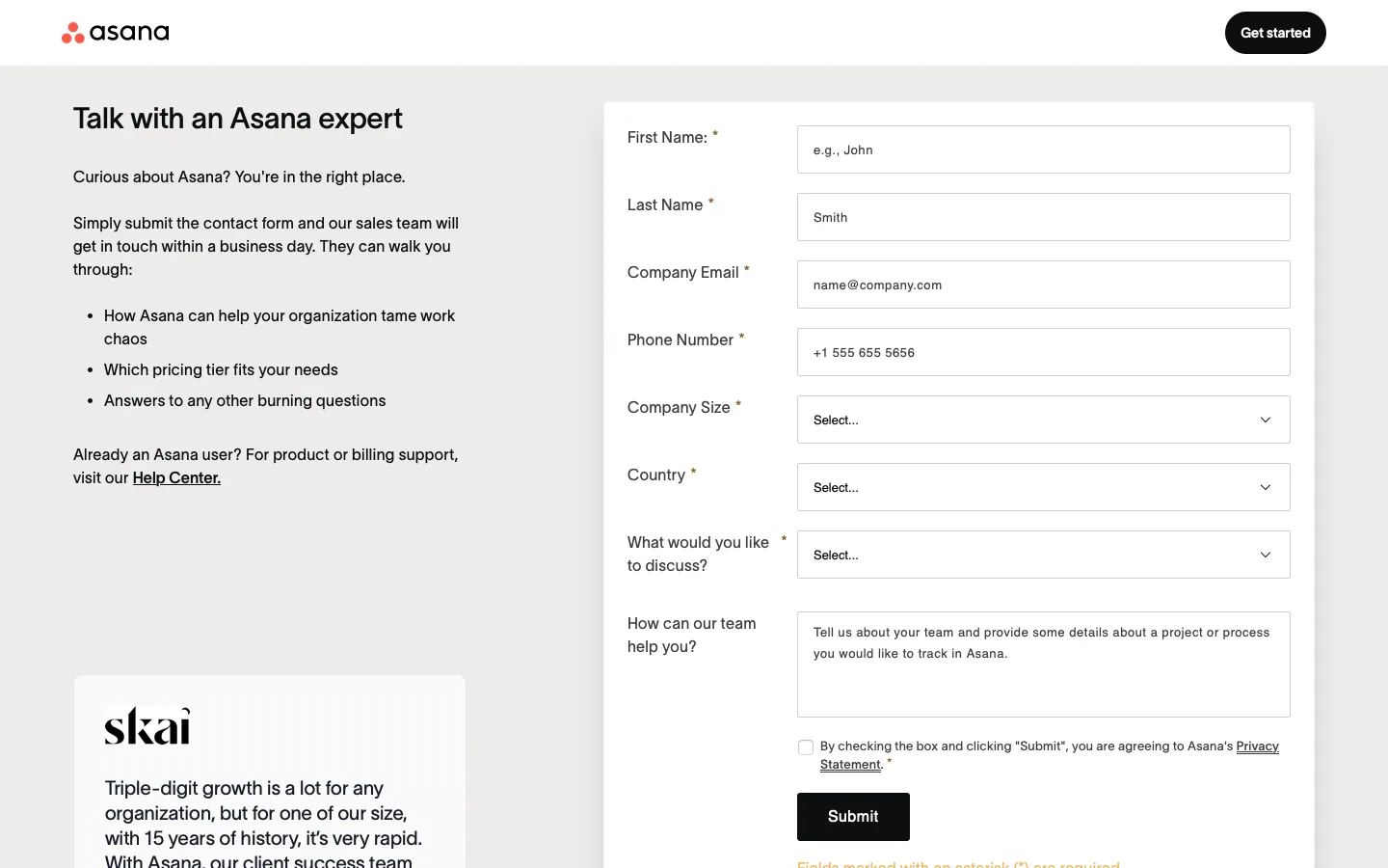 asana.com - Contact Screenshot Preview