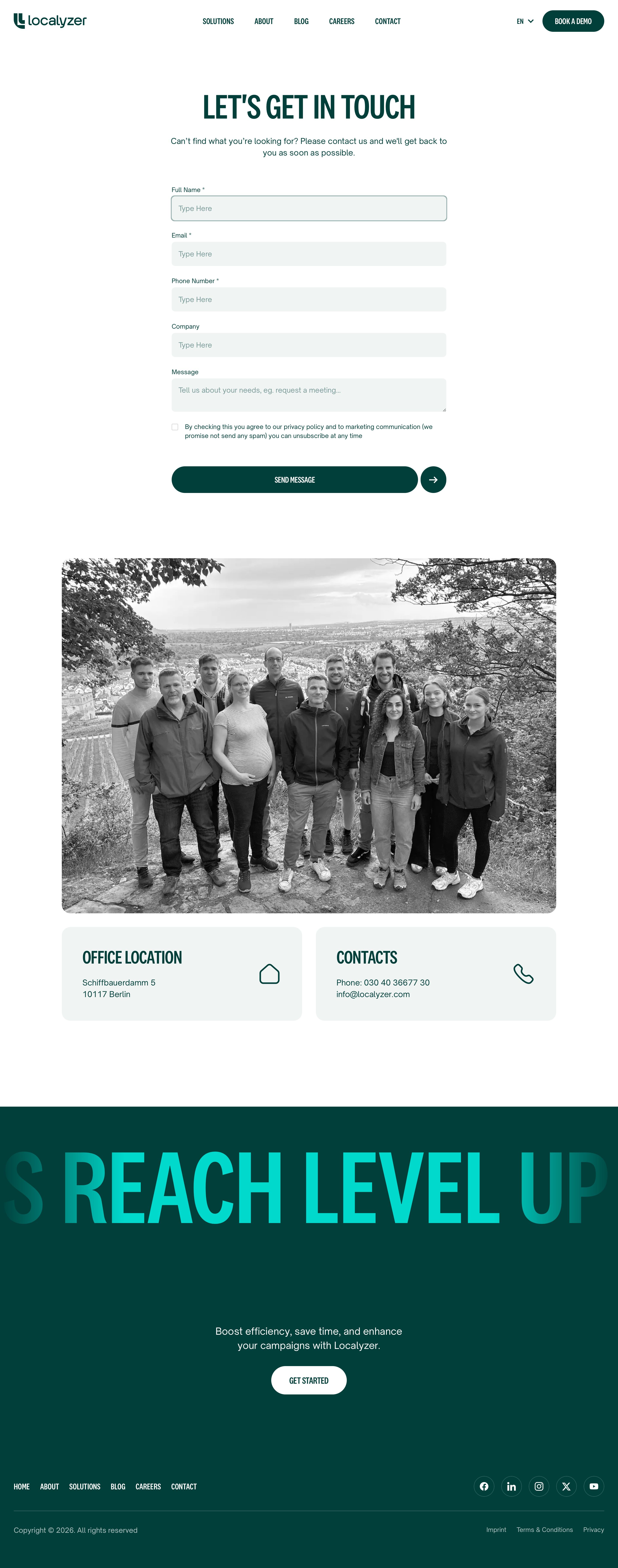 localyzer.io - Contact - Desktop Screenshot