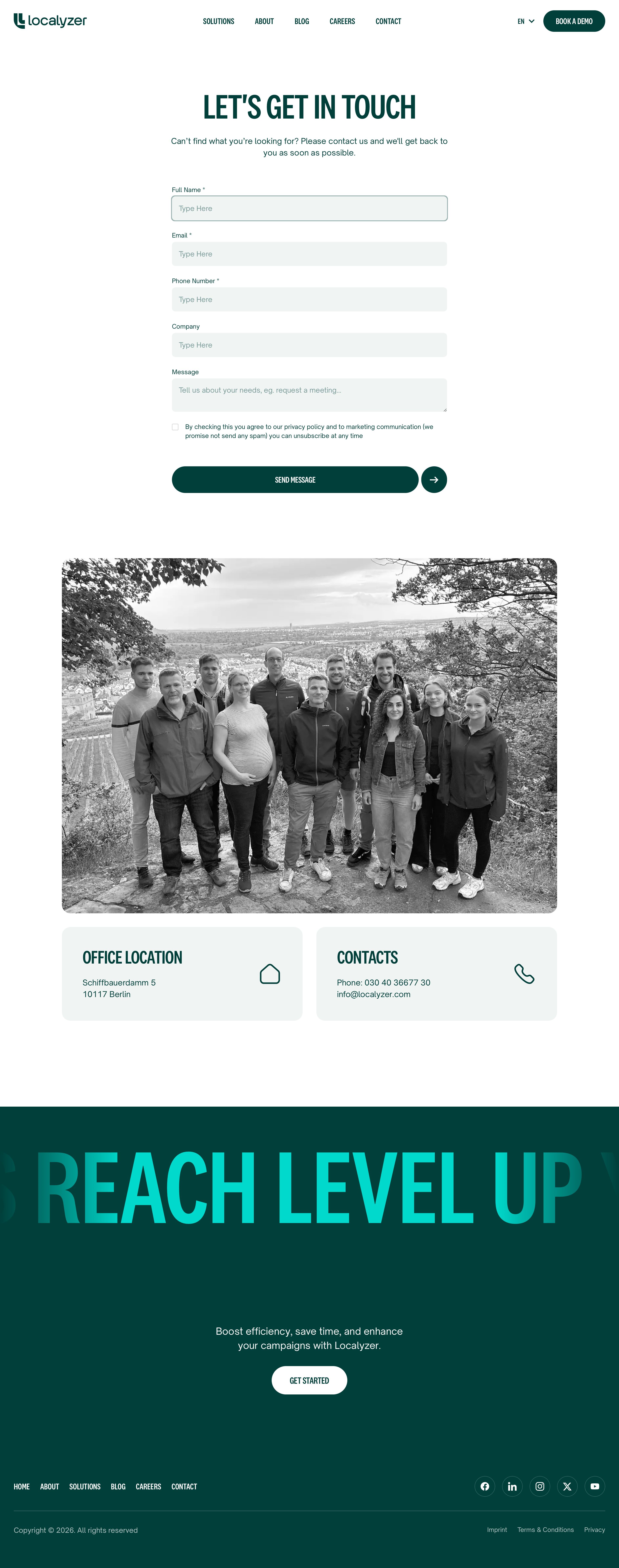 localyzer.io - Contact - Desktop - Wed Jul 29 2026 21:18:00 GMT+0000 (Coordinated Universal Time) Screenshot