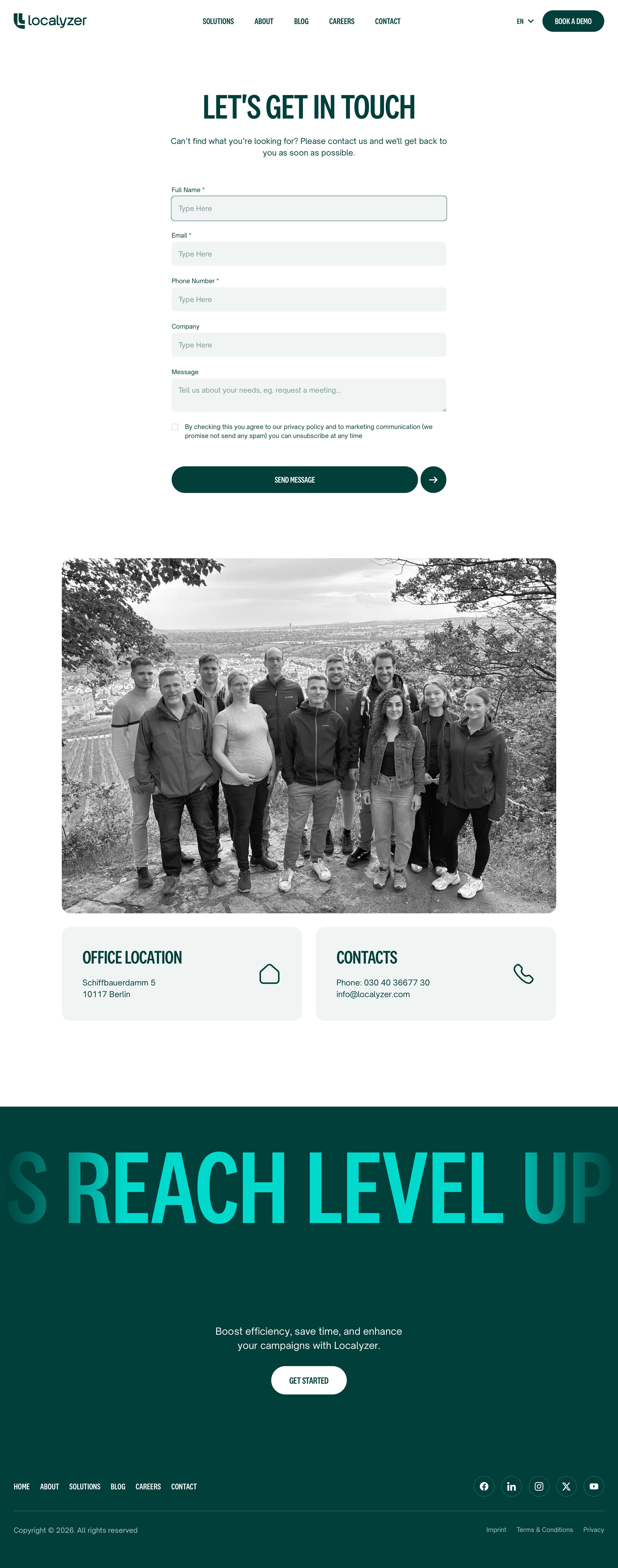 localyzer.io - Contact - Desktop - Wed Aug 05 2026 21:18:17 GMT+0000 (Coordinated Universal Time) Screenshot