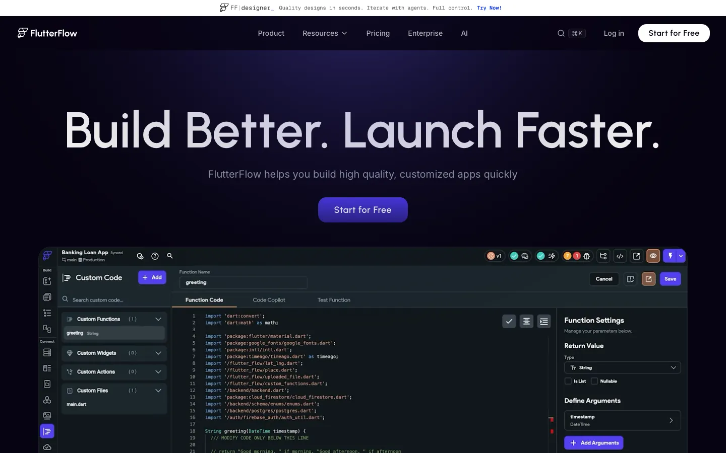 flutterflow.io - Landing Screenshot Preview