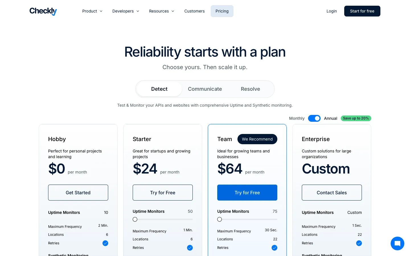 checklyhq.com - Pricing Screenshot Preview