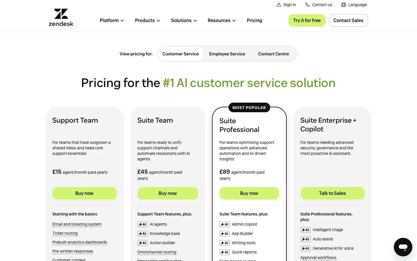 zendesk.co.uk - Pricing Screenshot Preview