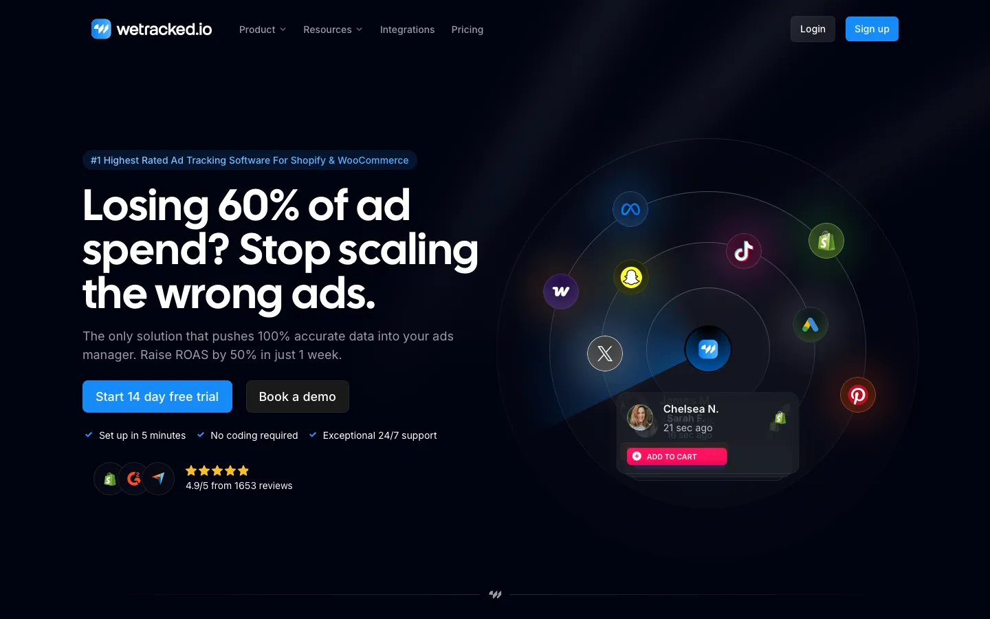 wetracked.io - Landing Screenshot Preview
