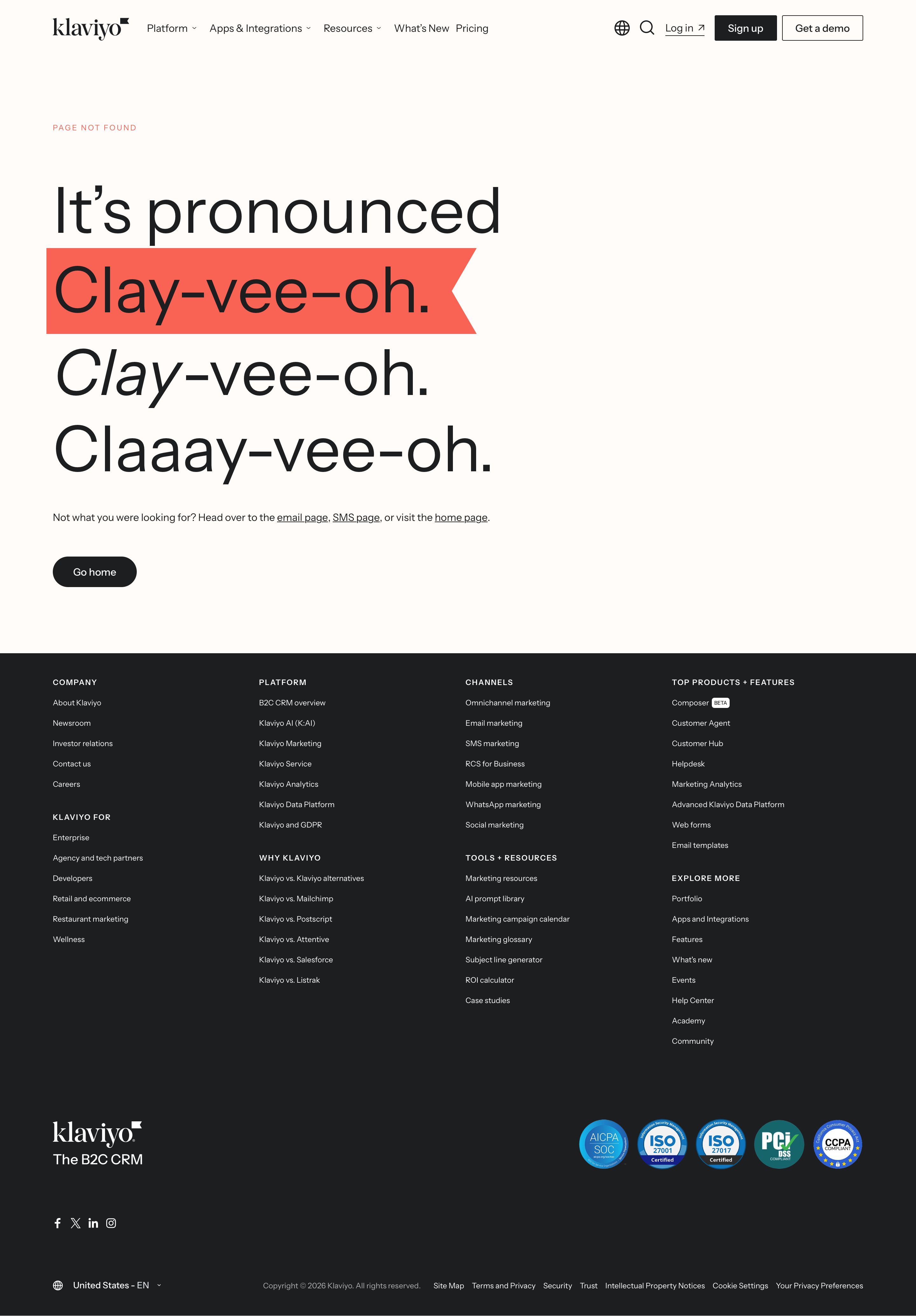 klaviyo.com - Page not found - Klaviyo - Desktop Screenshot