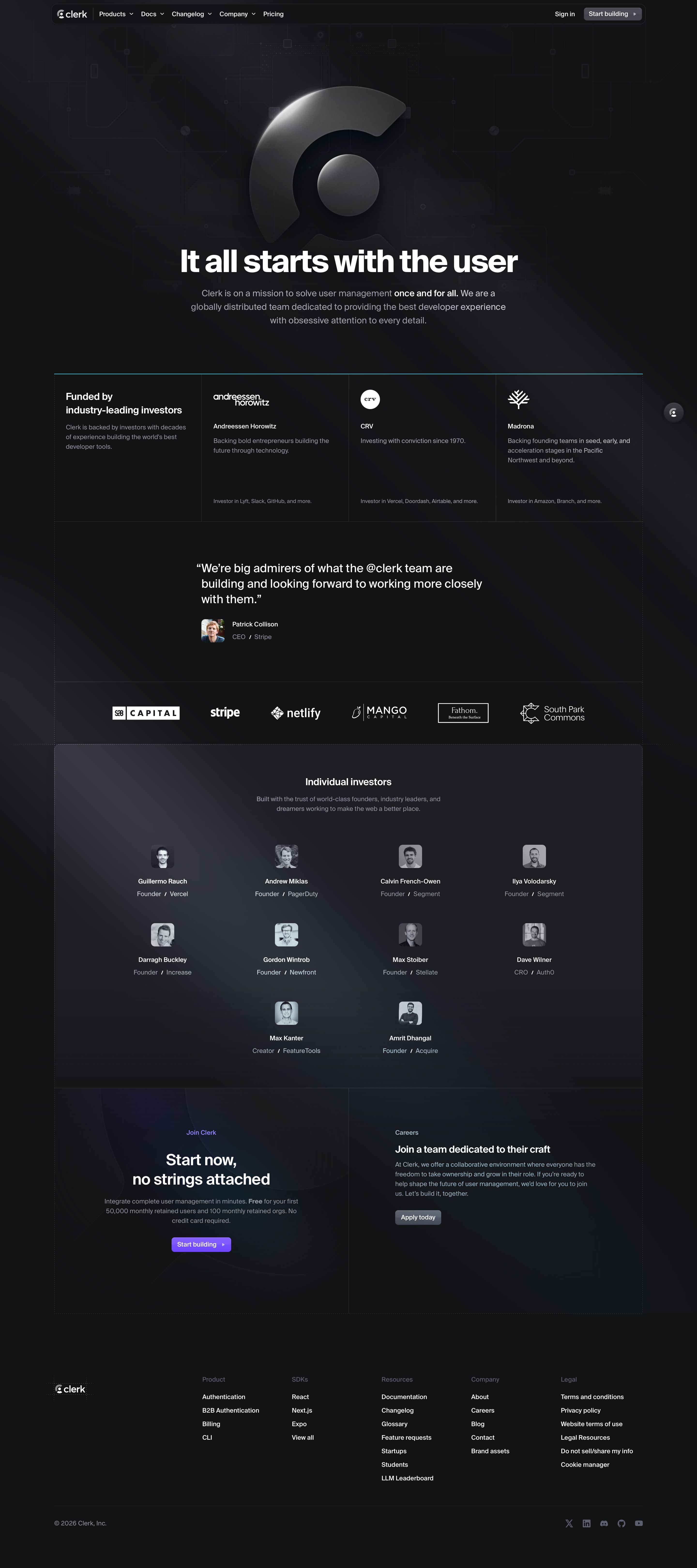 clerk.dev - Company - Desktop Screenshot