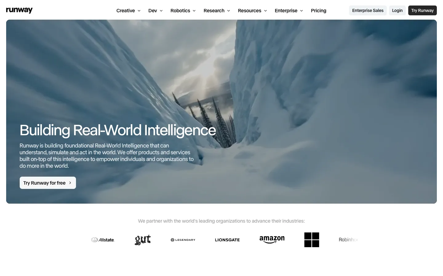 runwayml.com - Landing Screenshot Preview